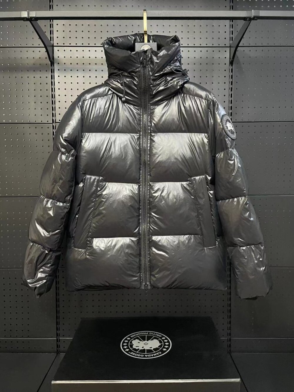 Canada Goose Glossy Silver-Black Down Jacket